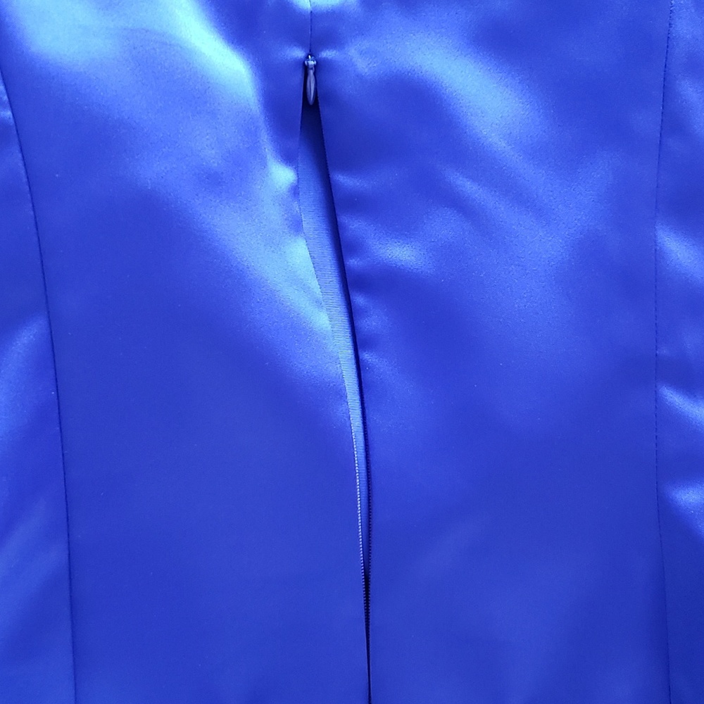 David's Bridal Royal Blue Satin Two-Piece Formal Set - Picture 2 of 6